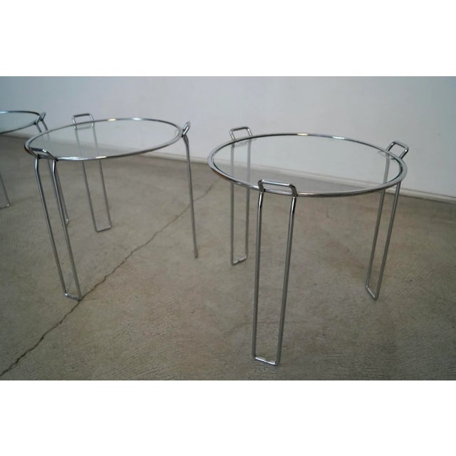1970’s Saporiti Italian Chrome Nesting Drink Tables - Set of Three For Sale - Image 12 of 13