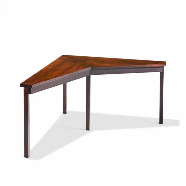 Wood Edward Wormley for Dunbar Mid Century Mahogany Janus Sofa Corner Table For Sale - Image 7 of 8