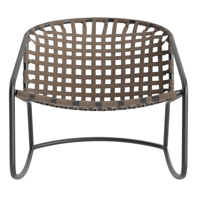 Brown Jordan Kantan Aluminum Suncloth Motion Lounge Chair, Textured Pewter frame with Mica fabric For Sale