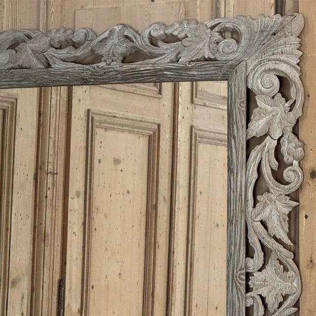 Antique French Renaissance Hand-Carved Ceruse Oak Mirror For Sale - Image 10 of 18