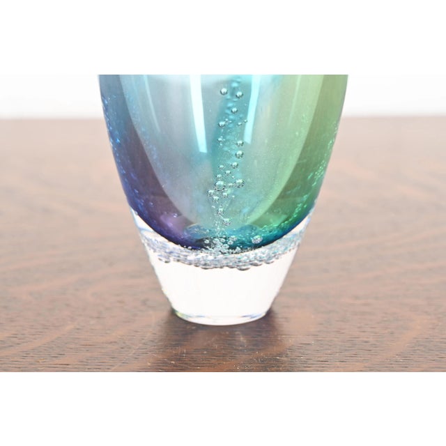 Glass Contemporary "Seafoam" Hand-Blown Vase by Buzz Blodgett For Sale - Image 7 of 11