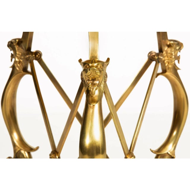 Brass Neo-Pompeian Brass and Marble Gueridon Table With Leopard Masks For Sale - Image 8 of 12