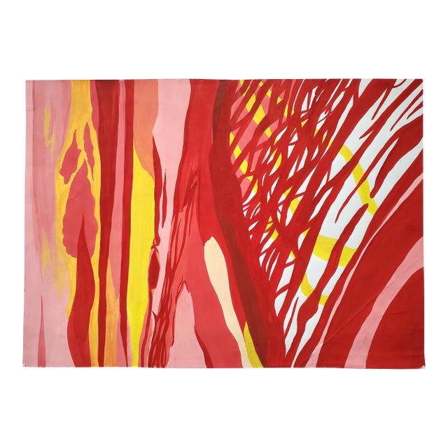 1970s Abstract Red and Yellow Painting For Sale