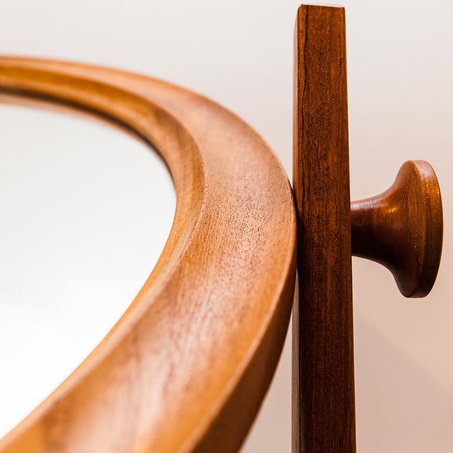 1970s Vintage Danish Teak Vanity Mirror by Pedersen & Hansen For Sale - Image 5 of 12