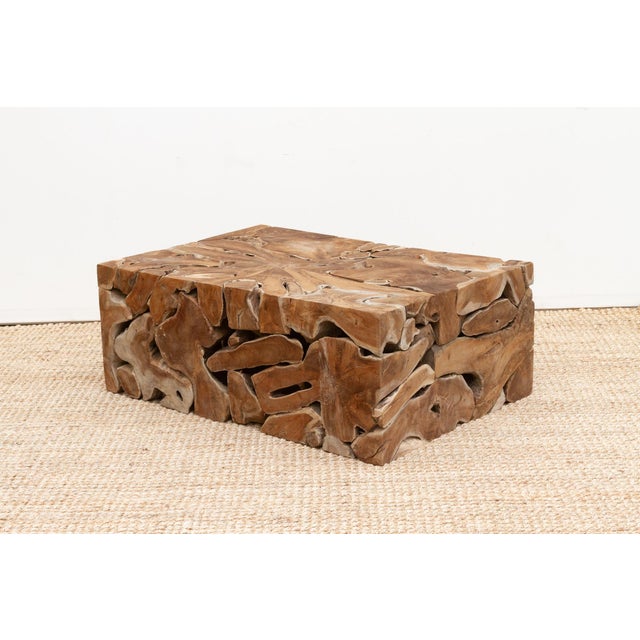 Robust Teak Mosaic Coffee Table For Sale - Image 11 of 12