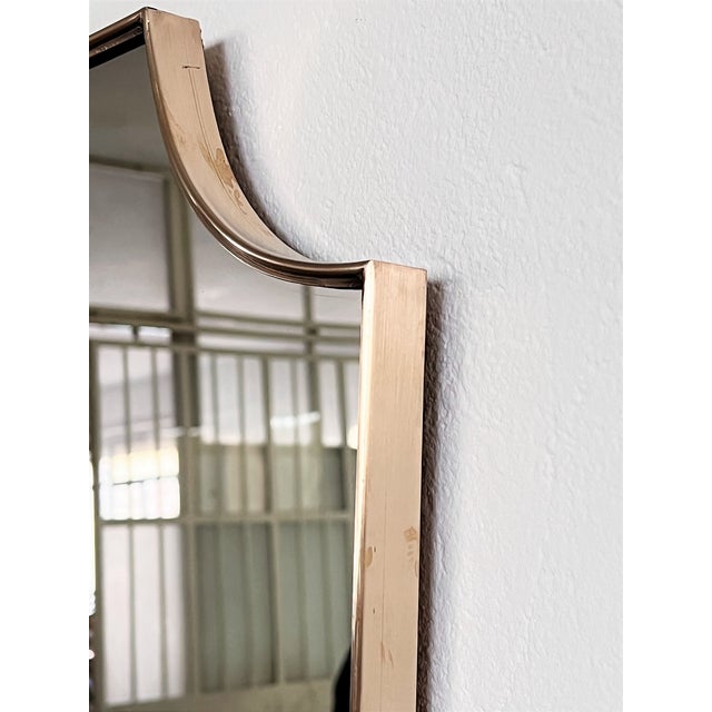Large Mid-Century Italian Wall Mirror with Brass Frame, 1970s For Sale - Image 4 of 10
