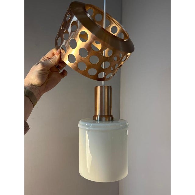 Copper and Glass Pendant, Sweden For Sale - Image 3 of 11