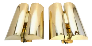 Swedish Brass Wall Sconces by Falkenbergs Belysning Ab, 1980s, Set of 2