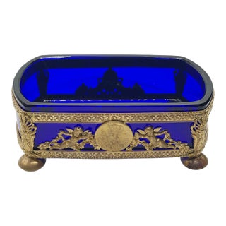 Antique French Baccarat Style Crystal Jardinière With Ormolu Mounts For Sale
