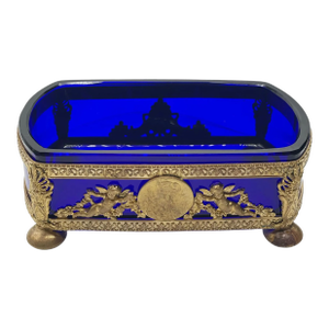 Antique French Baccarat Style Crystal Jardinière With Ormolu Mounts