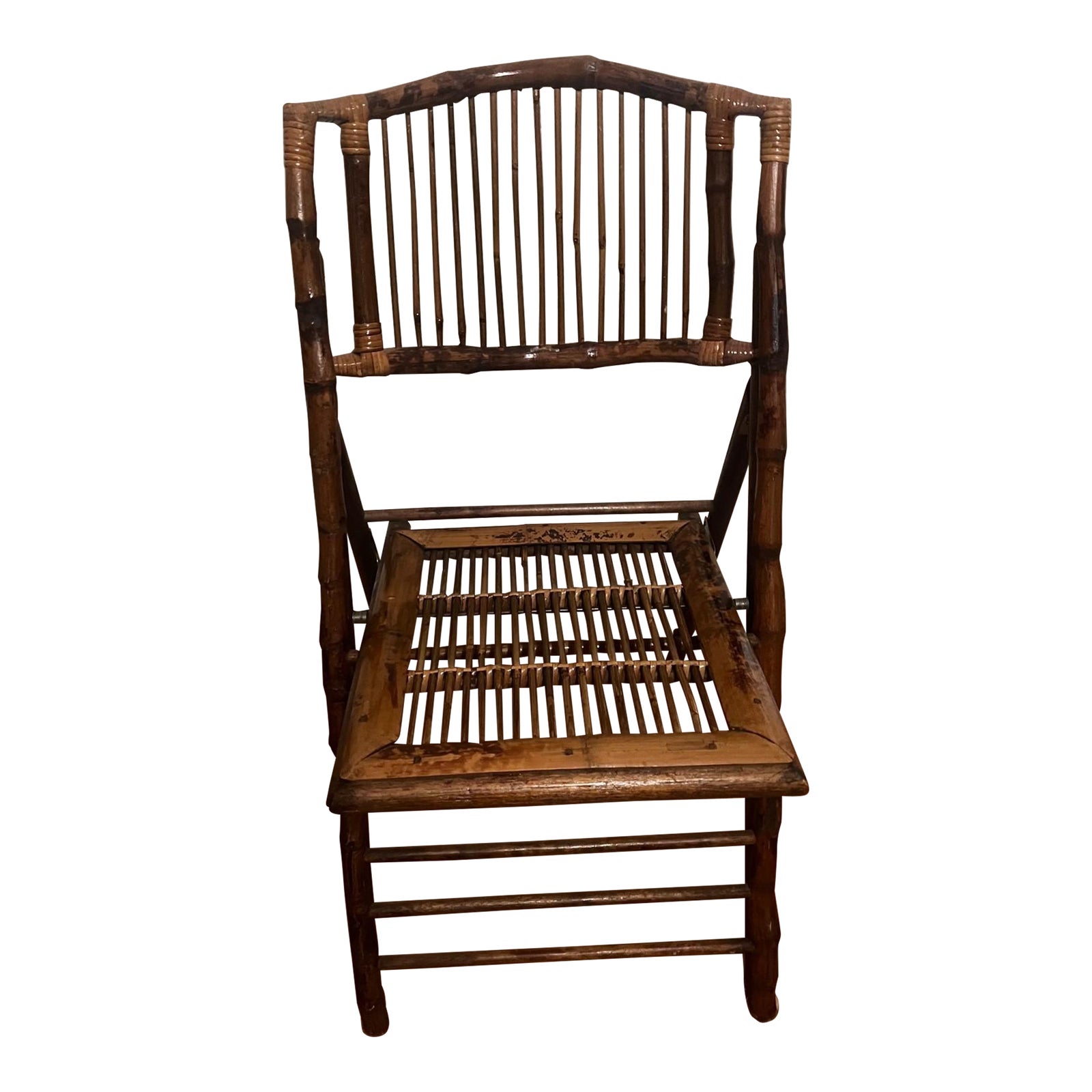 Vintage Tortoiseshell Finish Bamboo Folding Chair Chairish