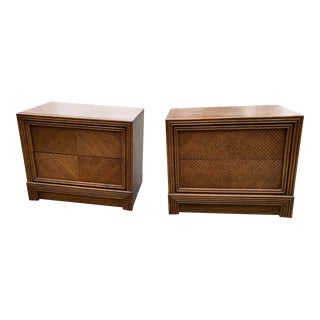 1970s Bassett Postmodern Transitional Oak Night Stand - a Pair For Sale