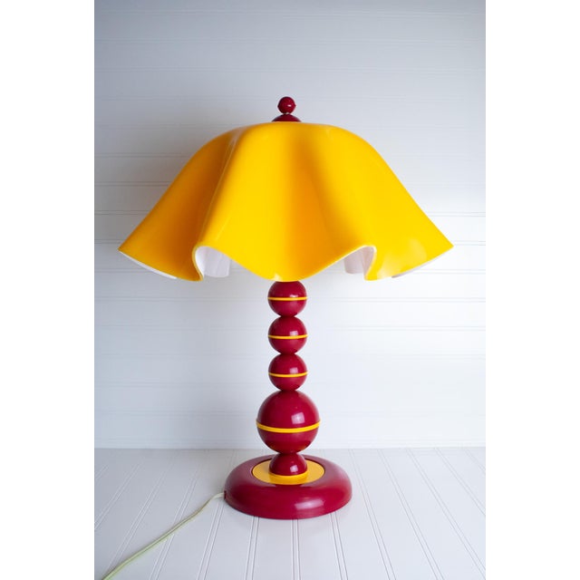 Vintage Ukrainian Memphis Design Hard Moulded Table Lamp W/ Shade This vintage lamp from the 1980's comes an estate in...