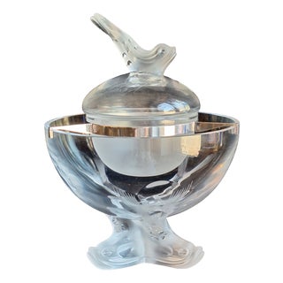 Caviar Dish Igor in Partially Frosted Crystal Glass by Lalique, 1990s For Sale