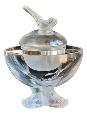 Caviar Dish Igor in Partially Frosted Crystal Glass by Lalique, 1990s