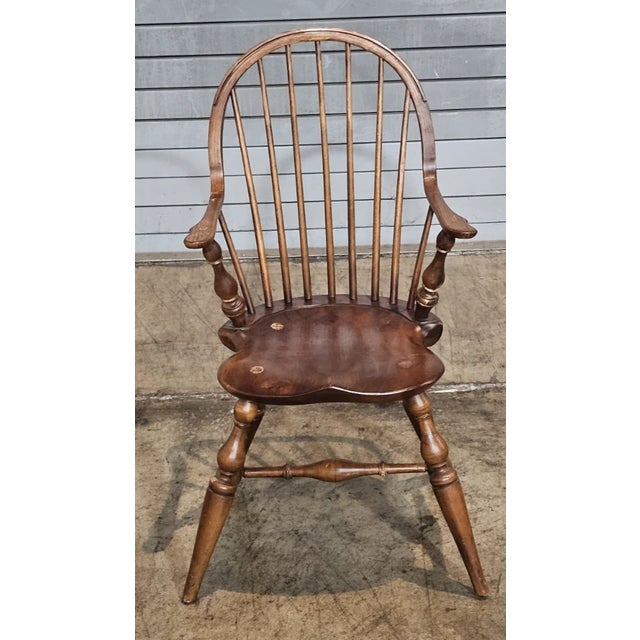 Store Item: D.R. Dimes Childs Size Continuous Arm Windsor Chair Bench Made in New Hampshire Description: Chair has a steam...