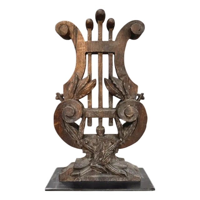 Arteriors Carved Wood Architectural Lyre Harp Figure / Statue, Lisa Luby Ryan Collection For Sale