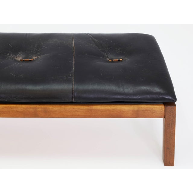 Brutalistic Danish Bench with Soft Leather Cushion, Denmark, 1970 For Sale - Image 10 of 10