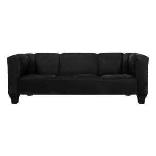 Black Leather 2-Seater Sofa from Wittmann For Sale