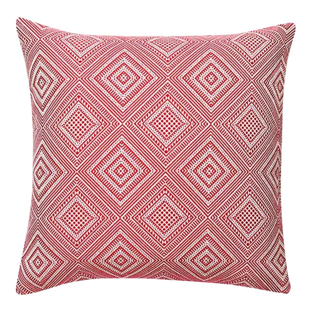 The House of Scalamandré Antigua Weave Outdoor Pillow, Hibiscus For Sale