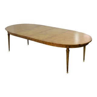 1960s Mastercraft Hollywood Regency Burled Olive and Brass Extension Dining Table For Sale
