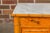 French Country French 19th Century Pine Faux Bamboo Side Table with Marble Top, Door and Drawer For Sale - Image 3 of 12