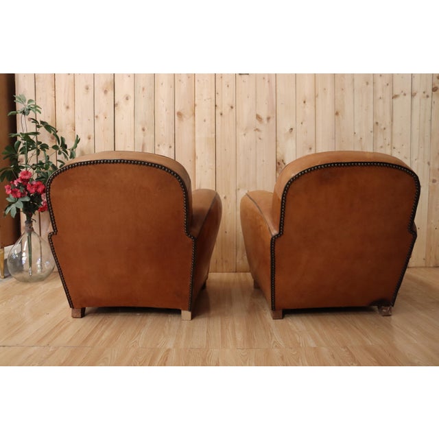 Art Deco Leather Club Chairs, 1930s, Set of 2 For Sale - Image 9 of 14