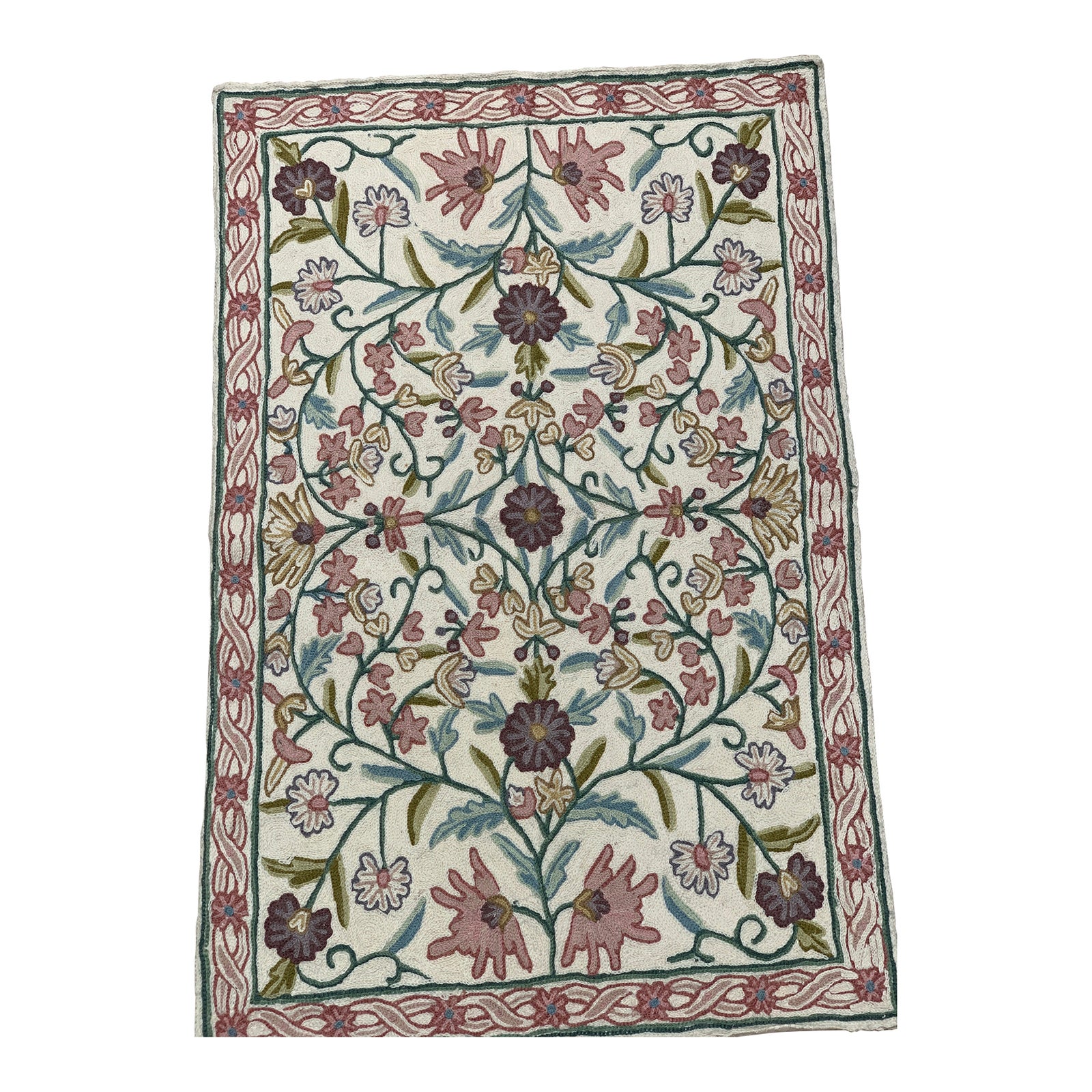 Handcrafted Crewel Knit Area Rug or Wall Hanging | Chairish