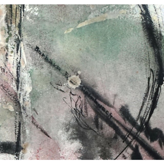 Wonderful mid century modern abstracted landscape of Sierra Mountains by Bay Area artist Barbara Farnham Dornbusch...