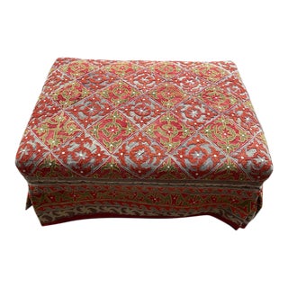 Vintage Appliqué Fabric Ottoman For Sale