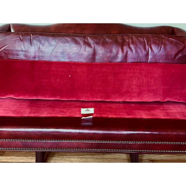 Mid 20th Century Gunlocke Oxblood Leather Camelback Sofa With Nailhead Trim For Sale - Image 13 of 13