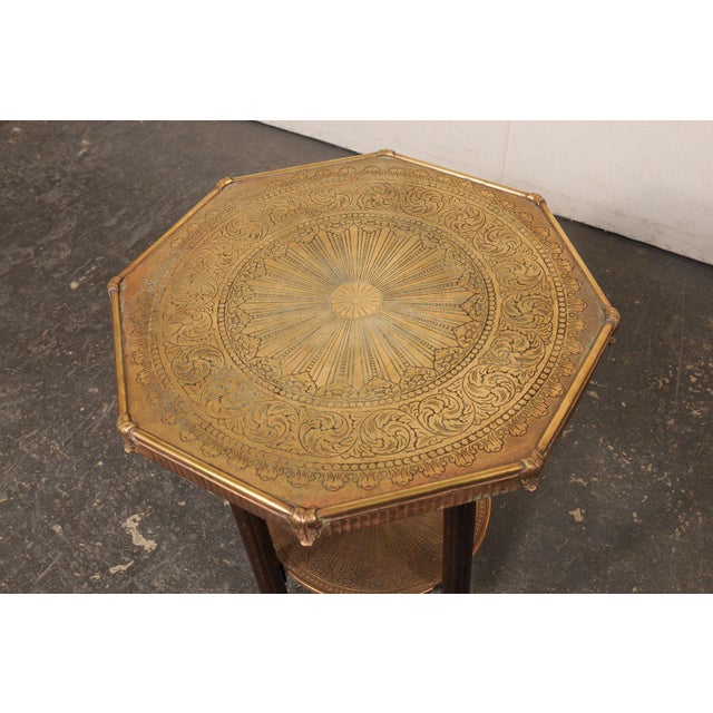Coffee Antique Italian Brass & Wood Accent Table For Sale - Image 8 of 12
