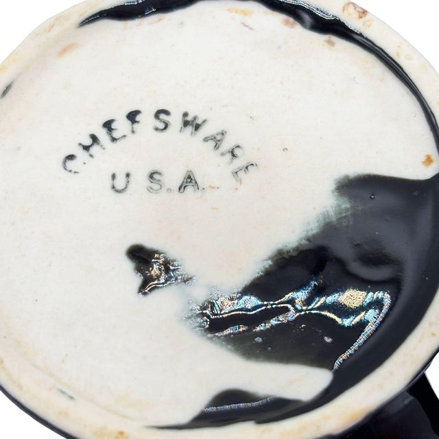 1970s Black Ceramic California Pottery Pedestal Coffee Cup Set by Chefsware - 4 Piece For Sale - Image 4 of 4