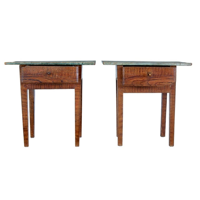 pair of traditional painted swedish side tables, circa 1870. rare pair of rural swedish side tables, which we found on our...