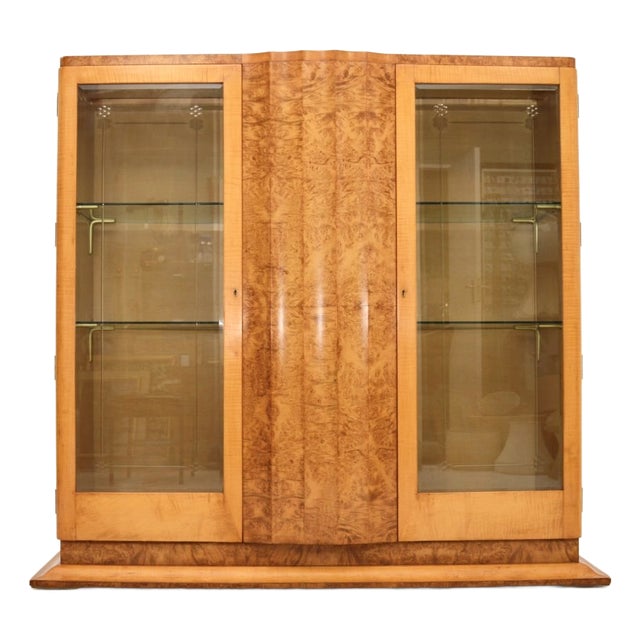 Art Deco Burr Walnut and Sycamore Bookcase by Harry and Lou Epstein, 1930s For Sale