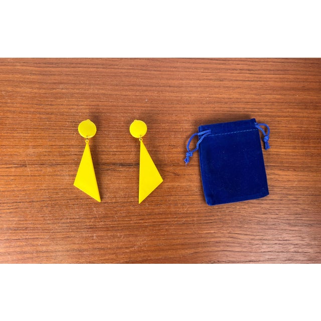 Postmodern Yellow Ear Clips, 1980s, Set of 2 For Sale - Image 4 of 9