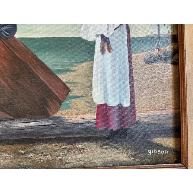 Vintage Mid-Century Coastal Oil Paintings by Gibson – Signed Pair With Provenance For Sale - Image 11 of 14