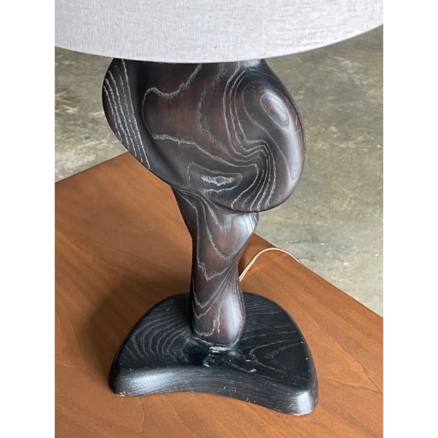Yasha Heifetz 1970s Black Cerused Sculptural Table Lamp Attributed to Yasha Heifetz For Sale - Image 4 of 10