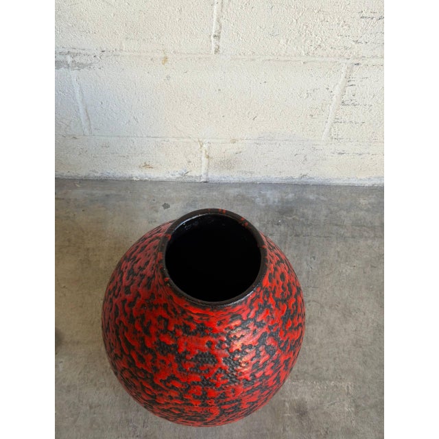 Large Red and Black Ceramic Floor Vase Mid-Century Modern For Sale - Image 10 of 10