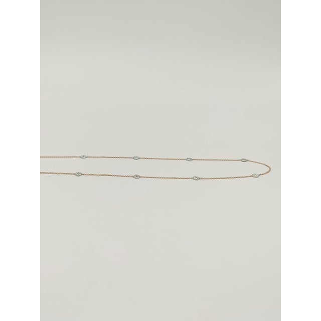 White Diamond Round Bezel Necklace in 14k White and Rose Gold For Sale - Image 4 of 7