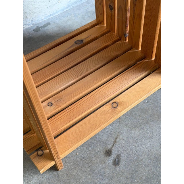 Pine Slatted Open Cube Storage Side Table Swedish Mid-Century Modern 1970s For Sale - Image 11 of 12