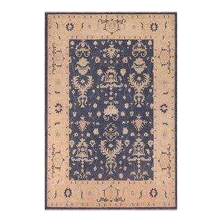 1990s Chic Ziegler Bluish Gray Beige Hand-Knotted Wool Rug - 9'3'' X 11'9'' For Sale