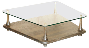Glass & Seared Oak Two Tier Coffee Table