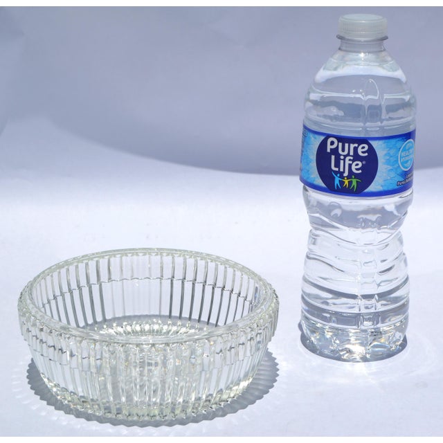 Glass 1960s Waterford Crystal Cut Glass Bowl Intricate Vertical and Radial Patterns Boho Chic For Sale - Image 7 of 14