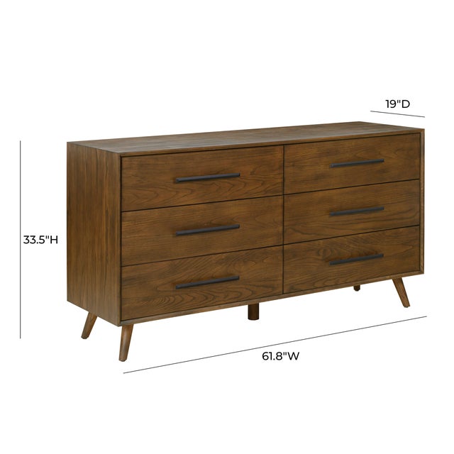 Emery Walnut 6 Drawer Dresser For Sale - Image 10 of 11