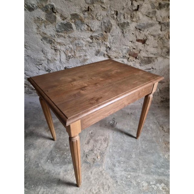 Vintage French Oak Desk and Bistro Chair in Beech, 1930, Set of 2 For Sale - Image 17 of 18