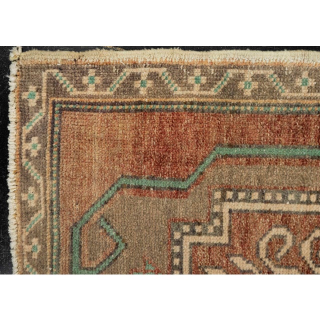 Early 21st Century Turkish Mini Rug Oriental Hand Knotted Vintage Rug 1'9" x 3'7" #21157 For Sale - Image 5 of 8