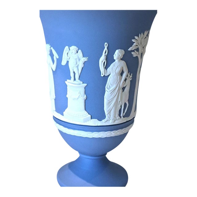Vintage Wedgwood Blue Jasperware Vase For Sale