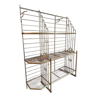 Antique Industrial French Shelving Unit in Iron and Brass from Dubois, Lyon, 1920s For Sale