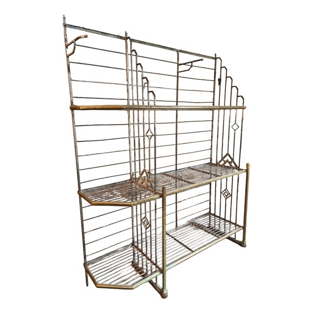 Antique Industrial French Shelving Unit in Iron and Brass from Dubois, Lyon, 1920s For Sale